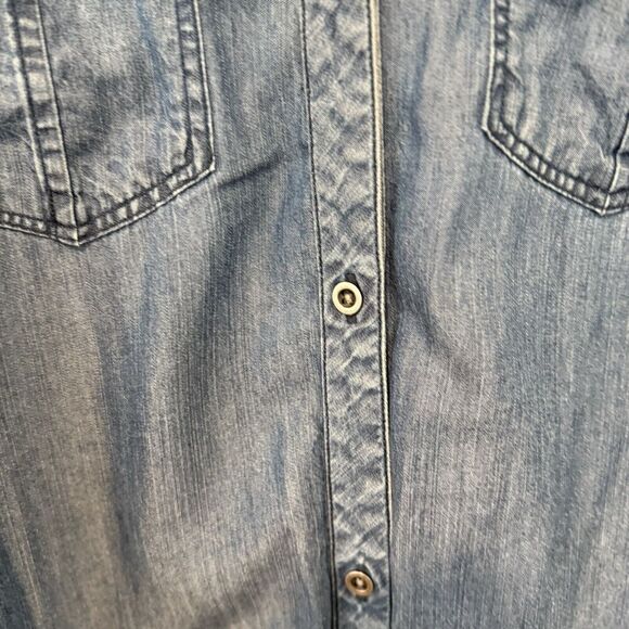 Rails Dark Wash Chambrah Denim Pullover Collared Shirt Midi Dress Sz Small 1650 - Picture 7 of 15
